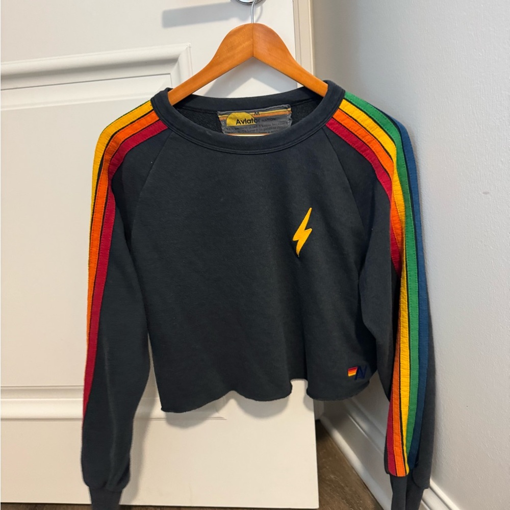 Aviator Nation Rainbow Stripe Sweatshirt